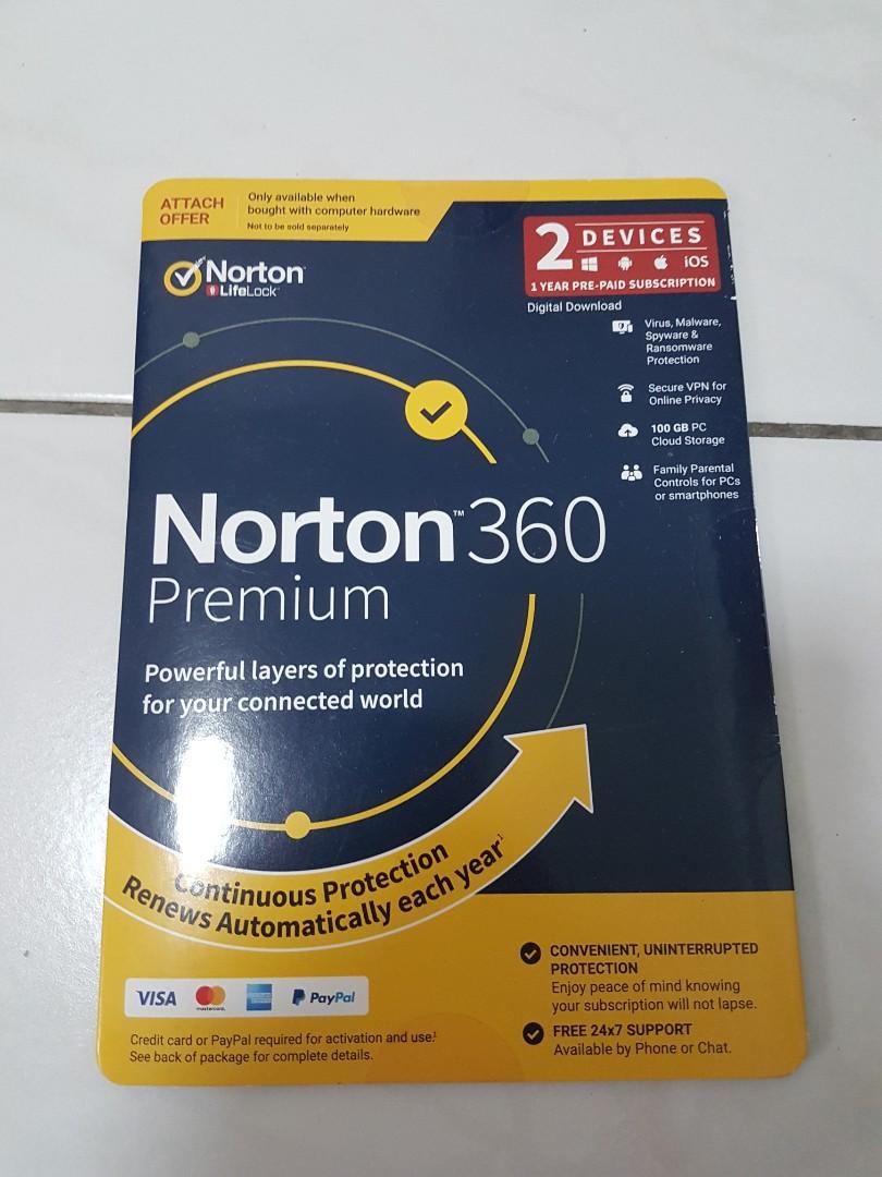 Norton Premium Antivirus 1 year 2 devices, Computers & Tech ...