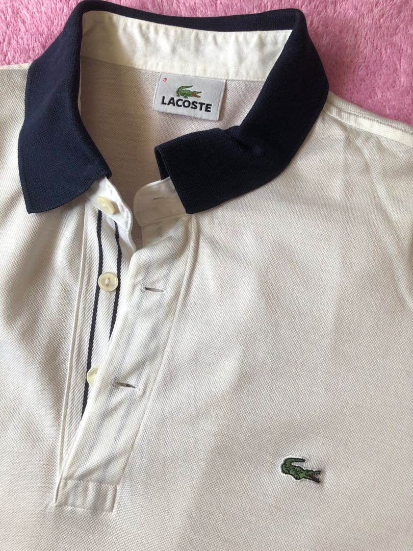 Original Lacoste polo shirt (white dark blue), Men's Fashion, Tops & Sets, & Polo on Carousell