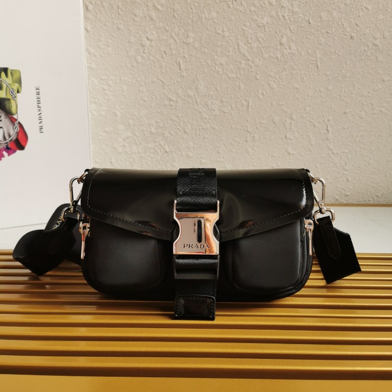 Prada Pocket nylon and brushed leather bag