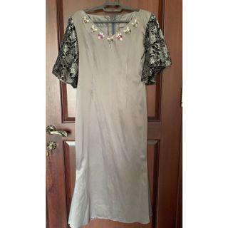 silver grey midi dress