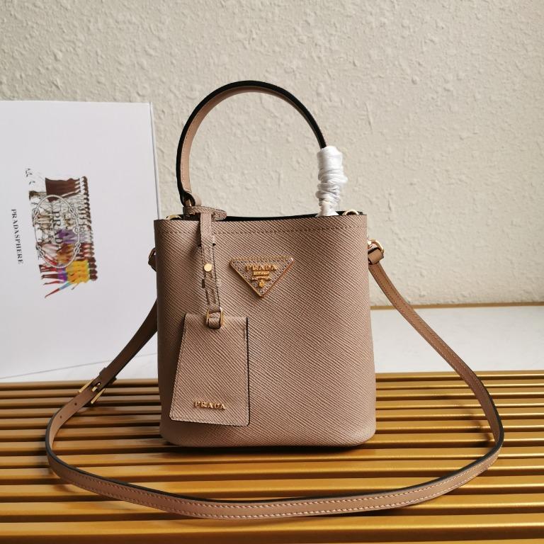 Small Saffiano Leather Prada Panier Bag