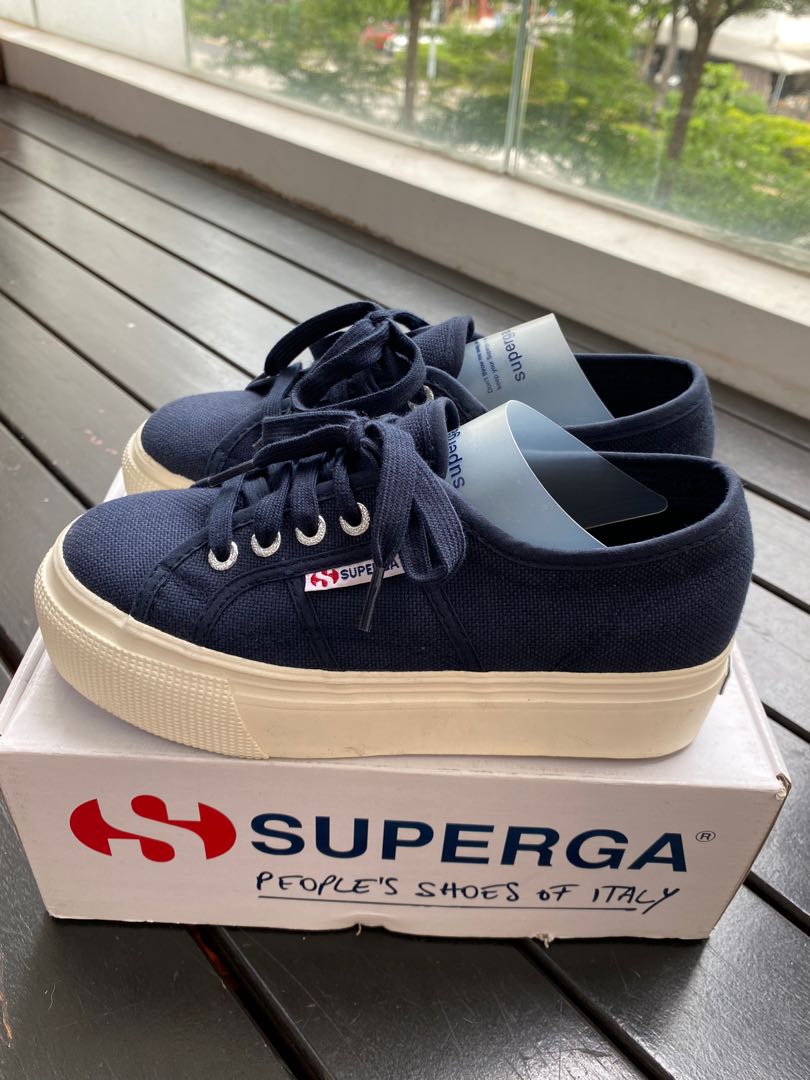 superga flatform navy