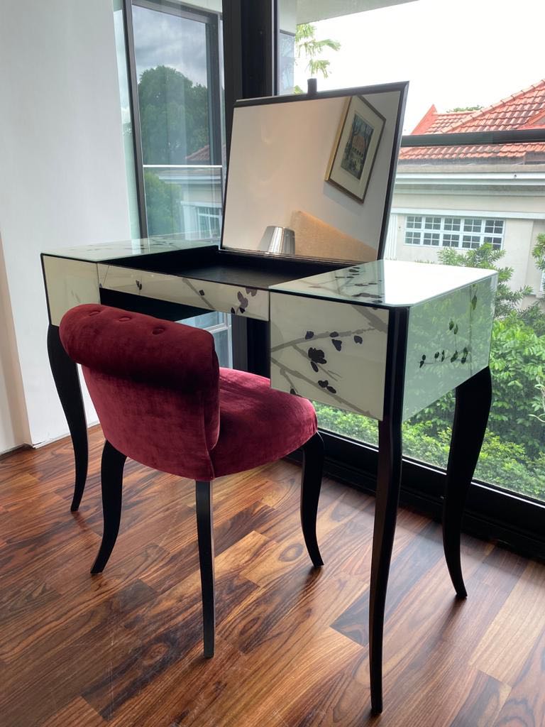 Vanity table/chair set, with 2 bedside tables, Furniture & Home Living