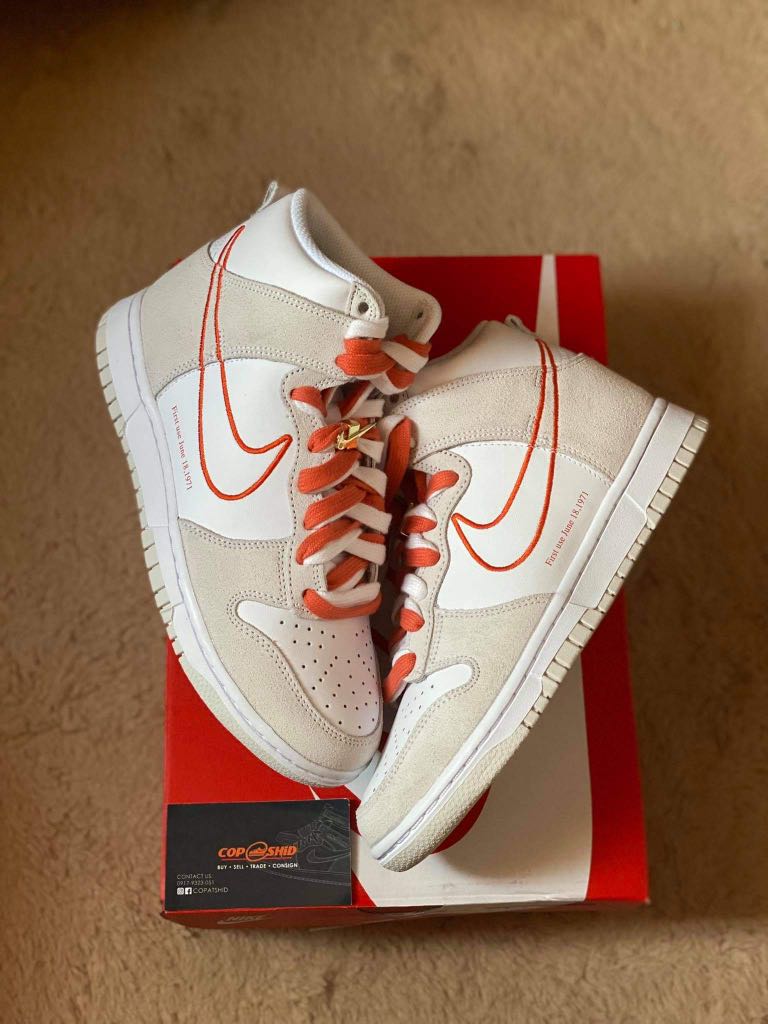 nike dunk high first use orange