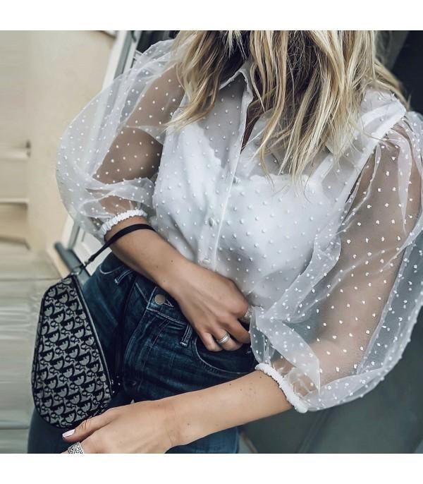 ZARA Organza White Blouse, Fesyen 
