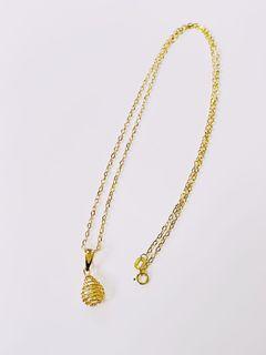 18K Yellow Gold Necklace Minimalist with Tear Drop Filigree Pendant 1.4g 17.5" Chain Pawnable