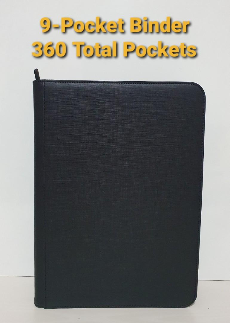 Custom Design 9 Pocket Zipped Ringless Binder (BLACK) Pokemon/Magic