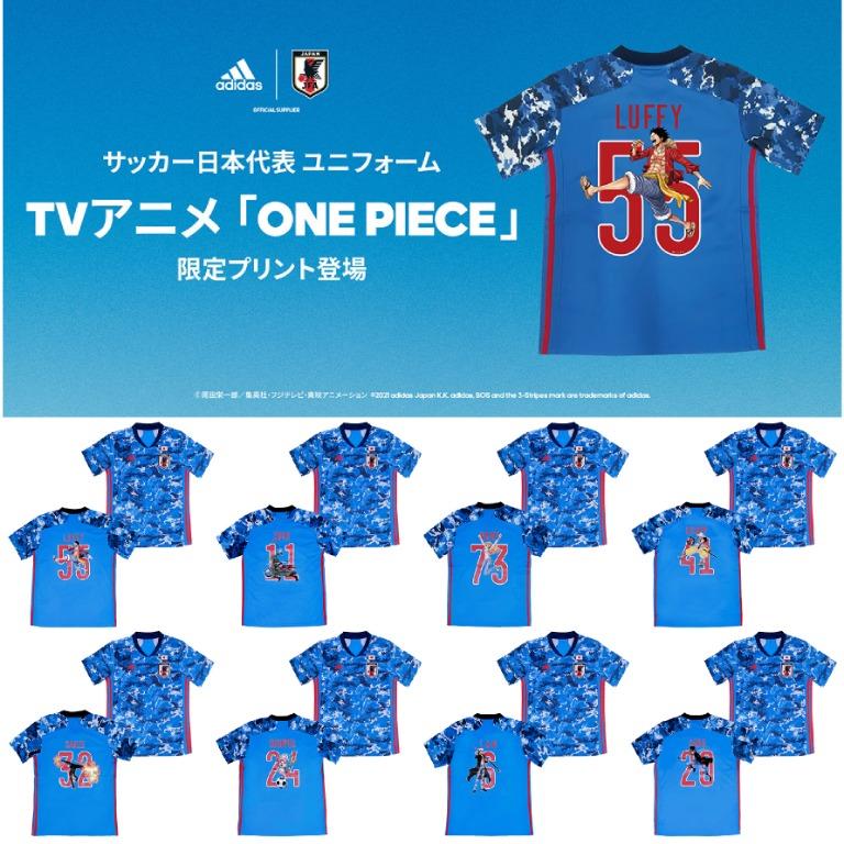 聯乘預訂 Adidas 全新有牌bnwt 21 日本國家隊japan 主場home 球迷版 X 海賊王one Piece 路飛luffy 卓洛zoro 奈美nami 烏索普usopp 山治