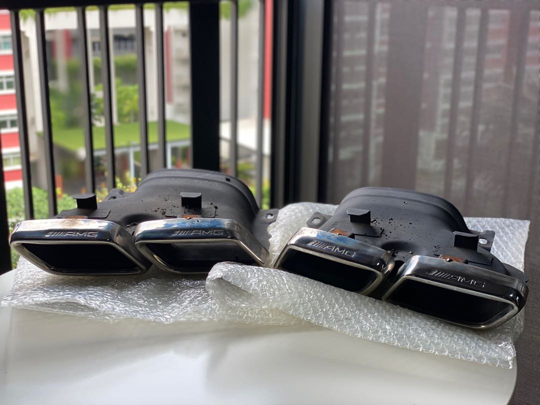AMG Quad Exhaust Tips for W205, Car Accessories, Accessories on Carousell