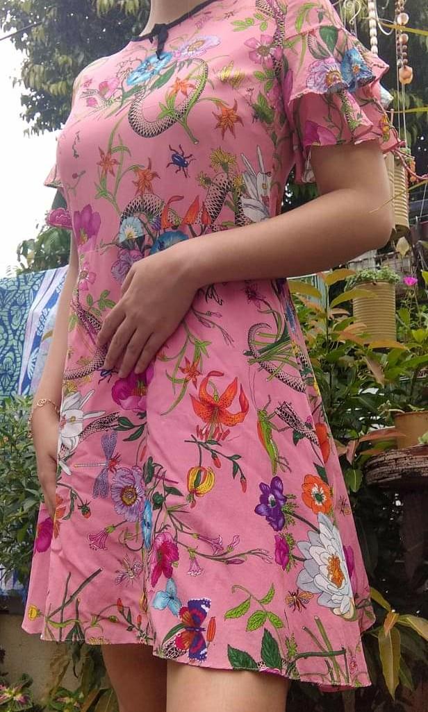 Gucci pink deals floral dress