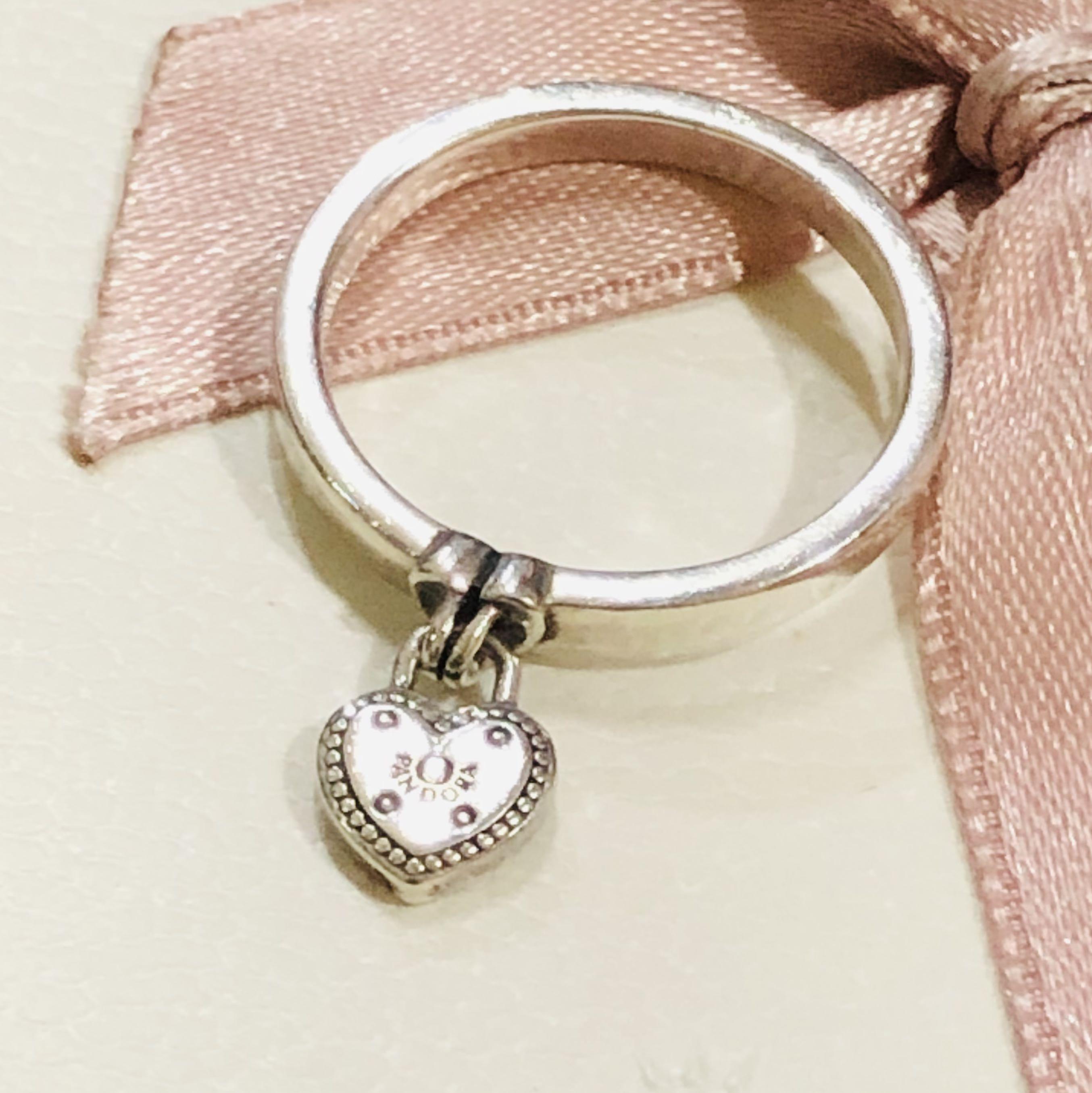 Authentic Pandora Love Lock Ring sz 56 