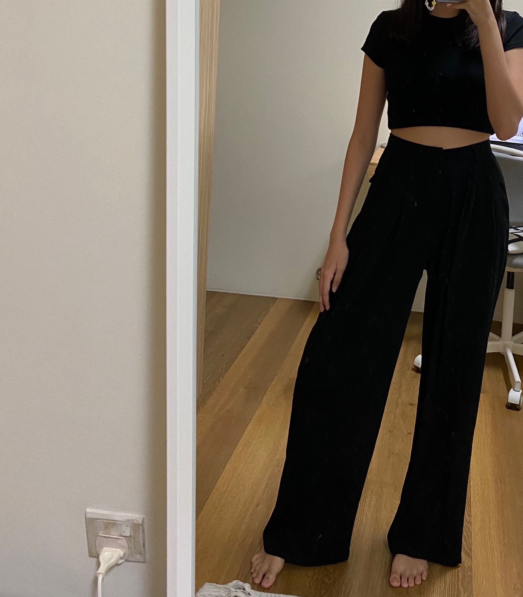 Straight leg flowy on sale pants