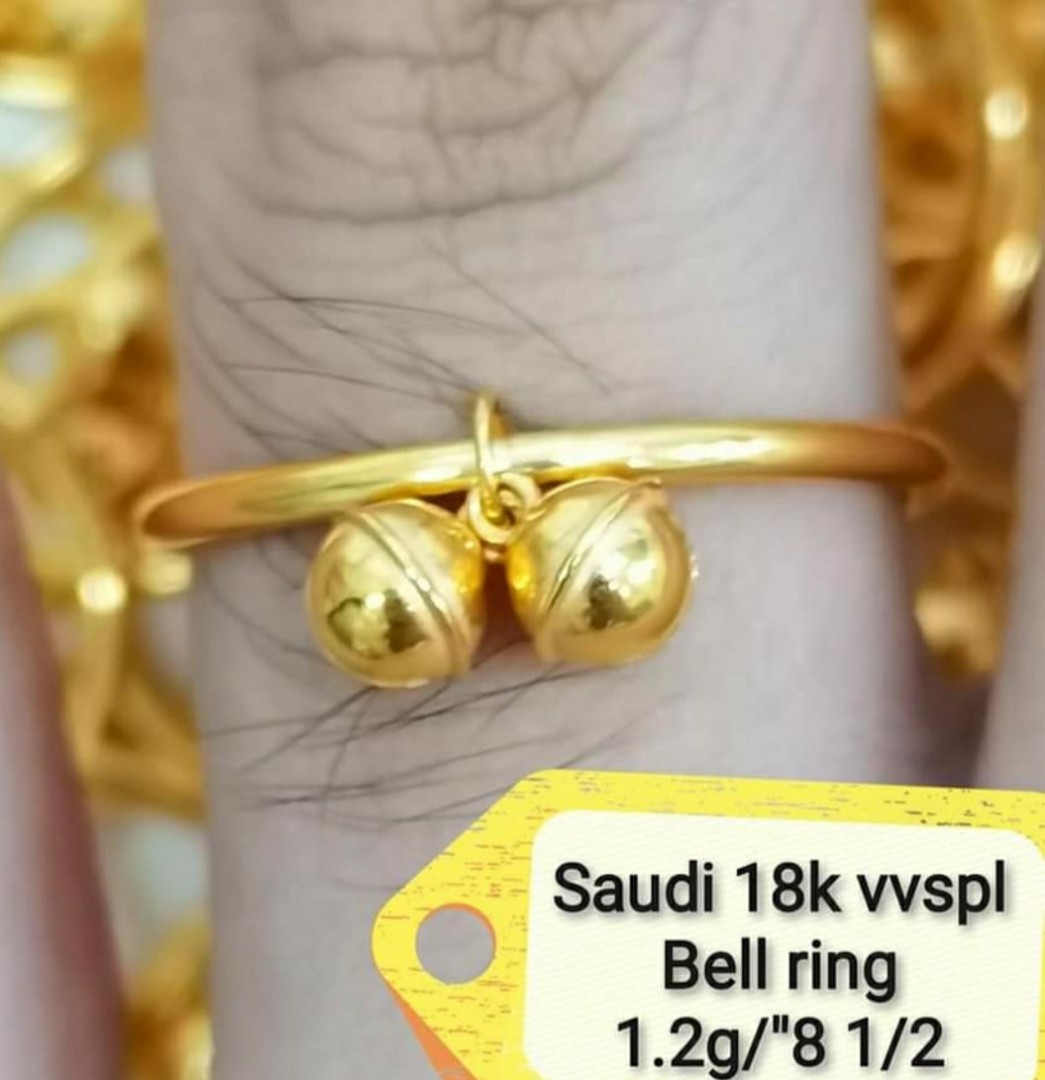 BELL RING SAUDI GOLD 18K VVSPL, Women's Fashion, Jewelry & Organizers ...