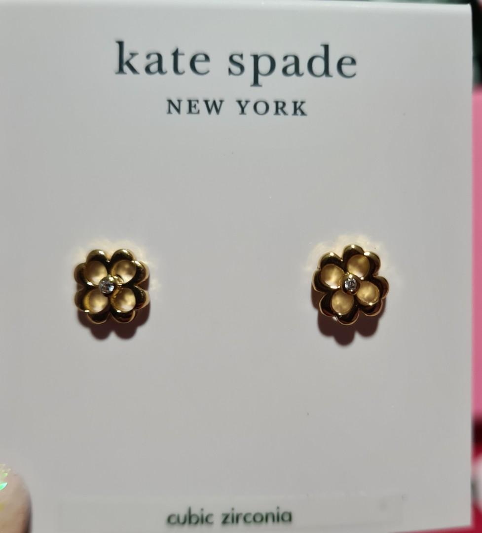 BNWB Kate spade ♠️ cubic zirconia earrings four leaves clover gold 🍀,  Women's Fashion, Jewelry & Organisers, Earrings on Carousell