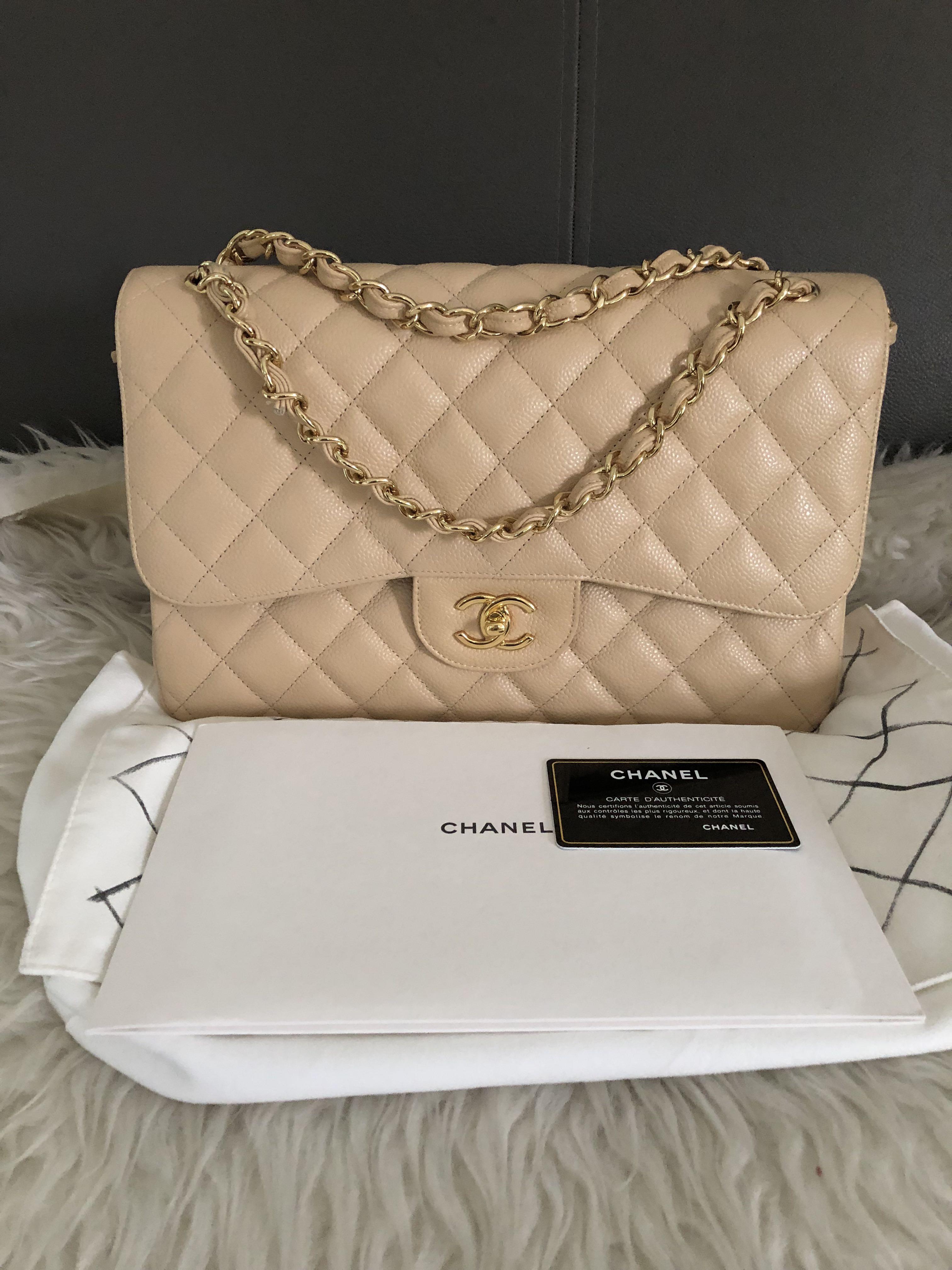 Chanel jumbo beige caviar new arrivals