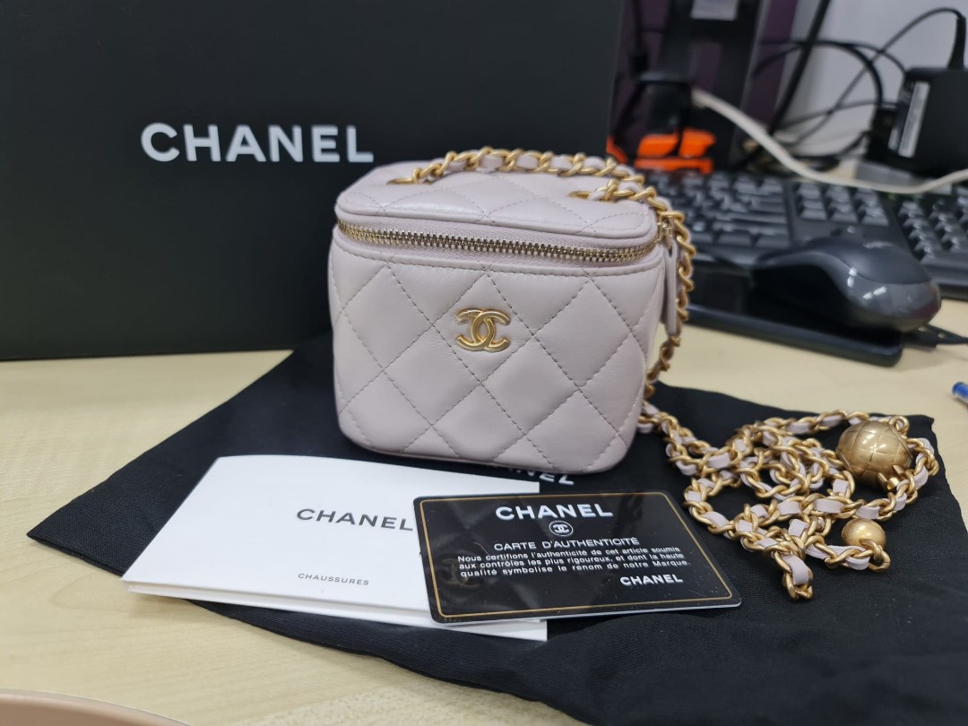 Chanel light purple mini vanity with pearl crush, Luxury, Bags