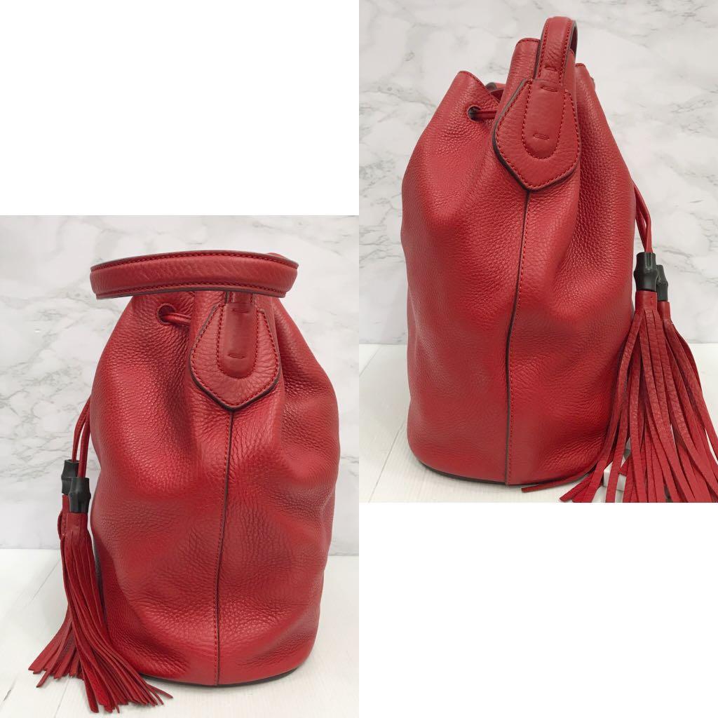 GUCCI Lady Tassel Bucket Leather Shoulder Bag Red 354472