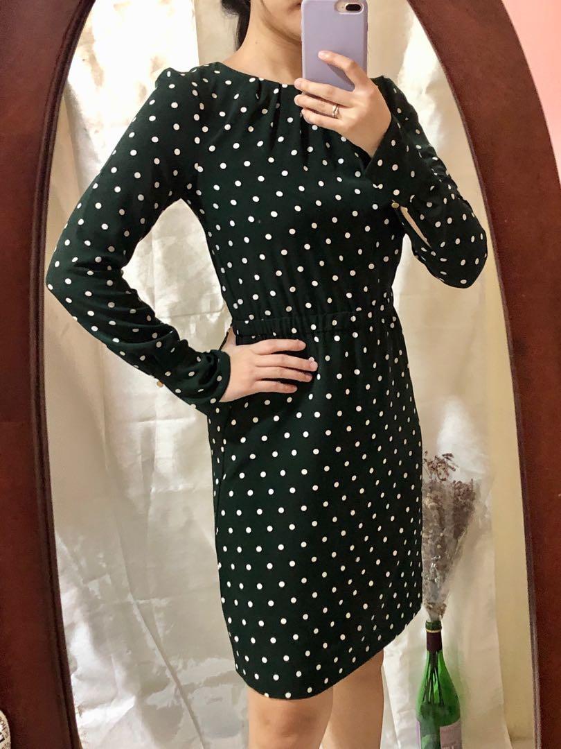 H\u0026M Polka Dots Dark Green Casual Dress 