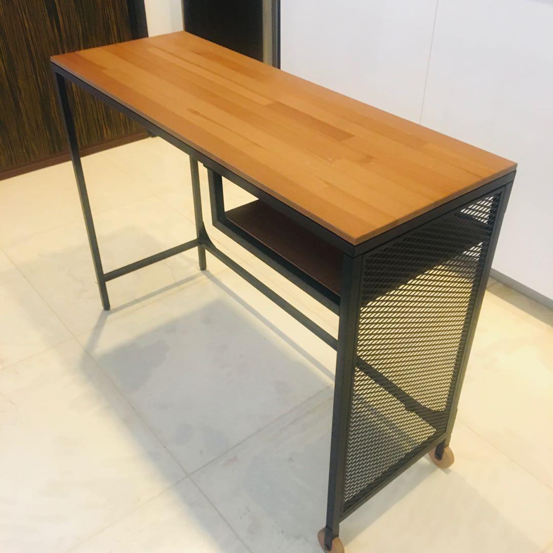 Ikea Fjallbo desk (wooden desk with wheel), Furniture & Home Living
