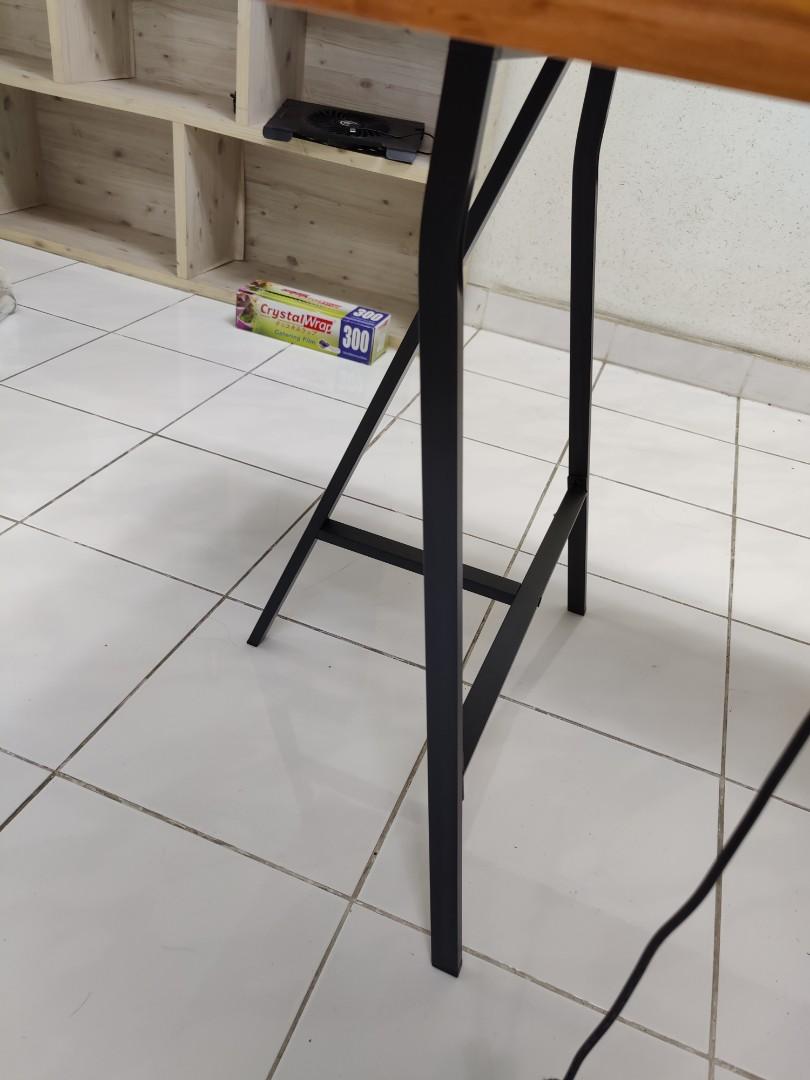 IKEA GERTON Solid Wood Table Top With LERBERG Table Legs, Furniture