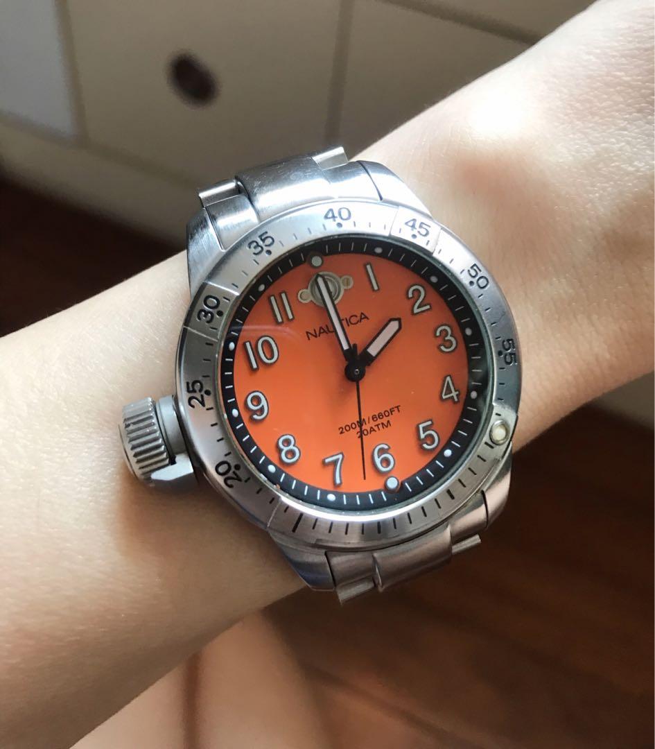 Nautica Sporty Orange Dial Unisex Watch, Luxury, Watches on Carousell