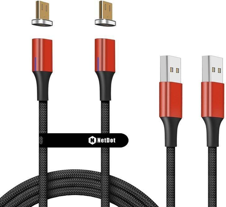 NetDot Gen10 Micro USB Nylon Braided Magnetic Fast Charging Cable with Side LED compatible with Android Device 1.5m 2 pack red I1254 Computers Tech Parts Accessories Cables Adaptors on Carousell