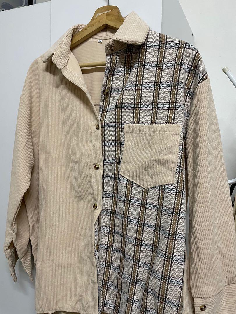 Oversized khaki shirt jacket clearance