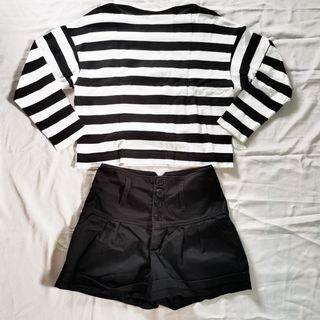 UNIQLO Php 299 SIZE M STRIPES SHIRT, Php 199 SIZE S HIGH WAISTED SHORTS