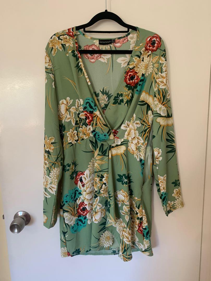 plt green floral dress