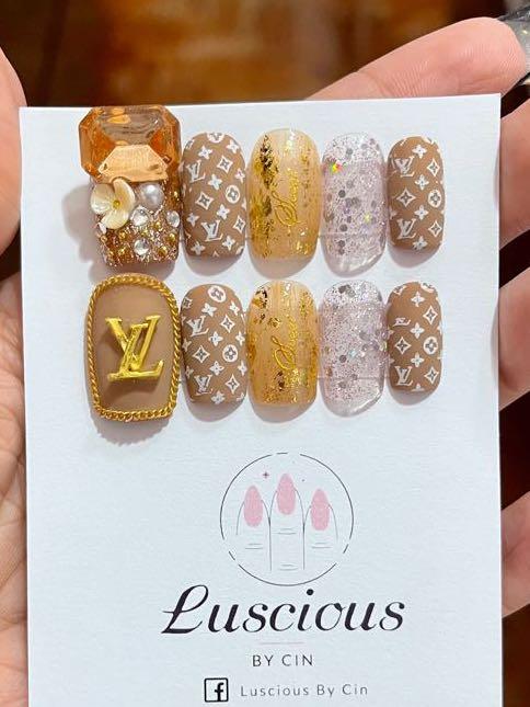 Press-On Nail Set. Luxury Pastel Series Louis Vuitton Design, Handmade !