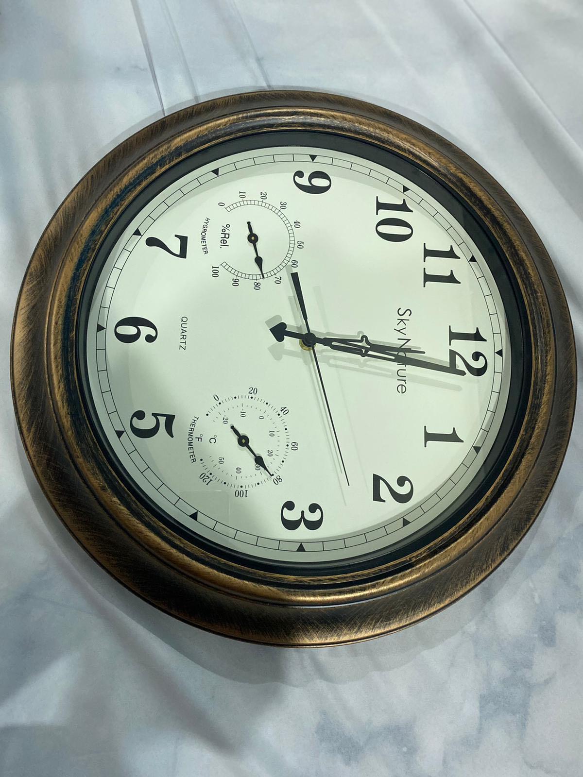 SkyNature Large Outdoor Wall Clock with thermometer and hygrometer