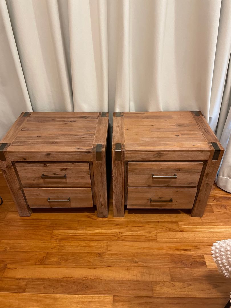 Solid Wood Bed Side Tables (Amart), Furniture & Home Living, Furniture