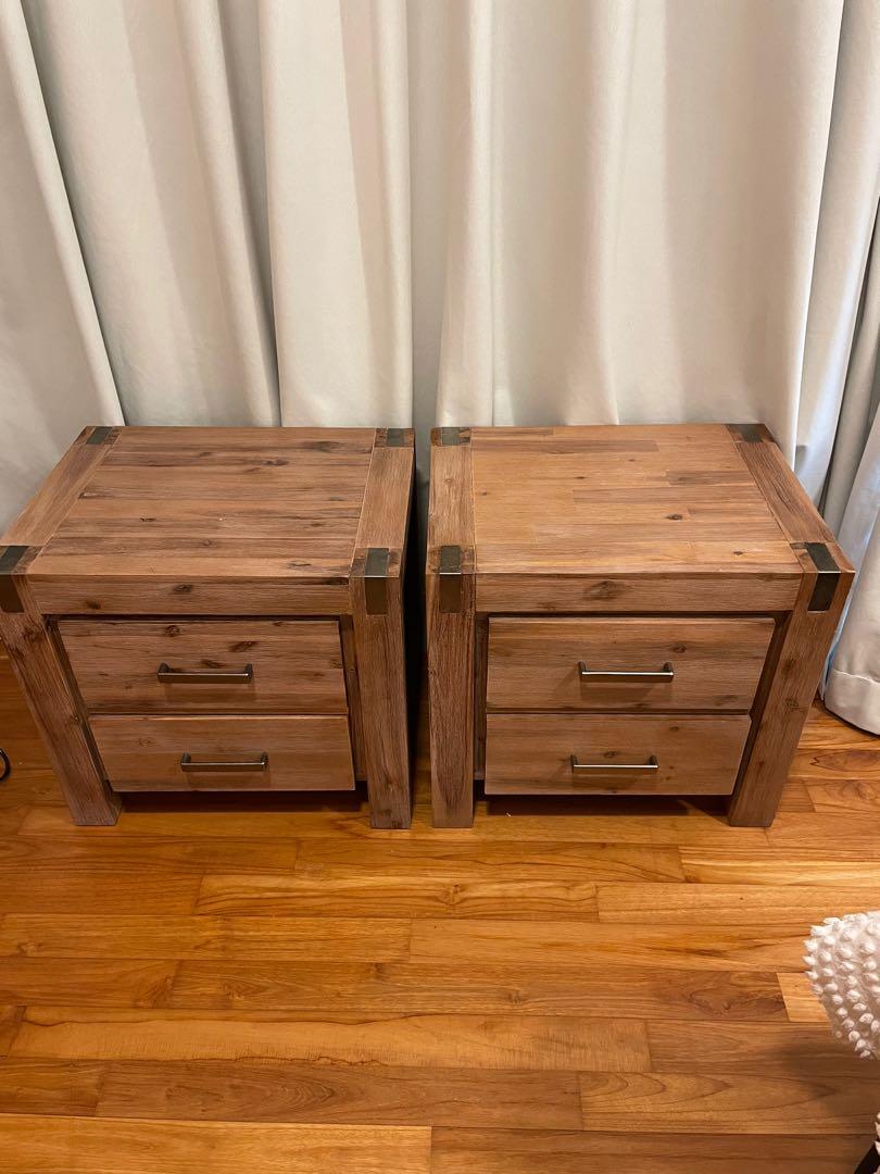 Solid Wood Bed Side Tables (Amart), Furniture & Home Living, Furniture, Tables & Sets on Carousell