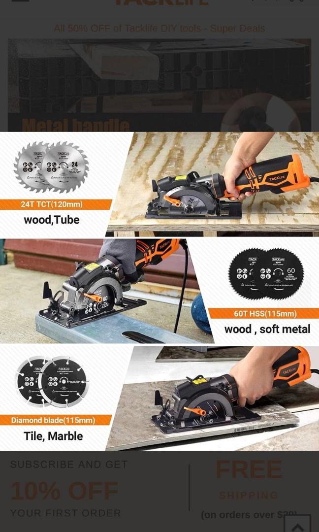 TACKLIFE 6.2A Premium, Electric Mini Circular Saw With 6 Variable