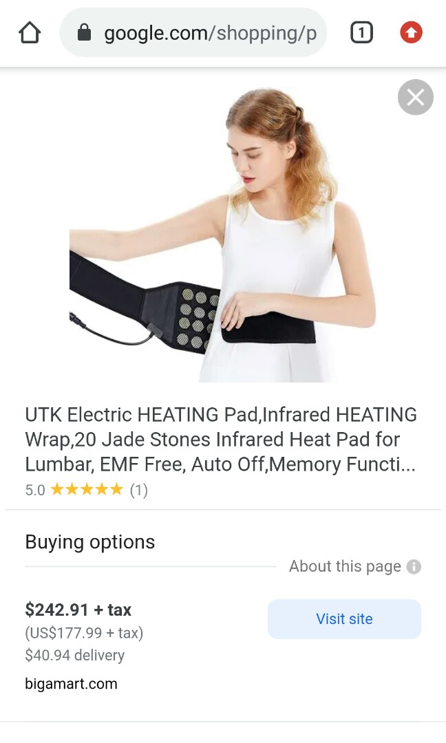 UTK Jade Back Far Infrared Heating Pad for Back Pain, Infrared Heating