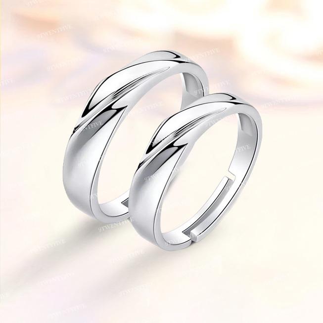 wedding band plain swirl adjustable couple rings