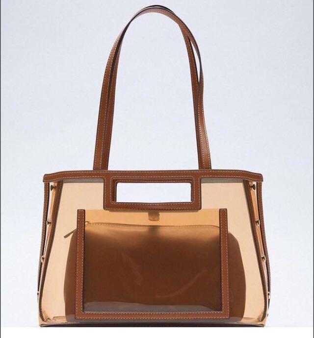 Clear tote bag zara hot sale