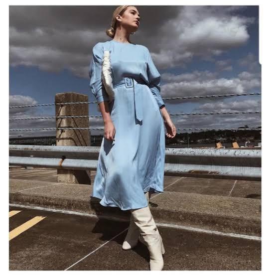 Zara belted satin effect dress Outlet