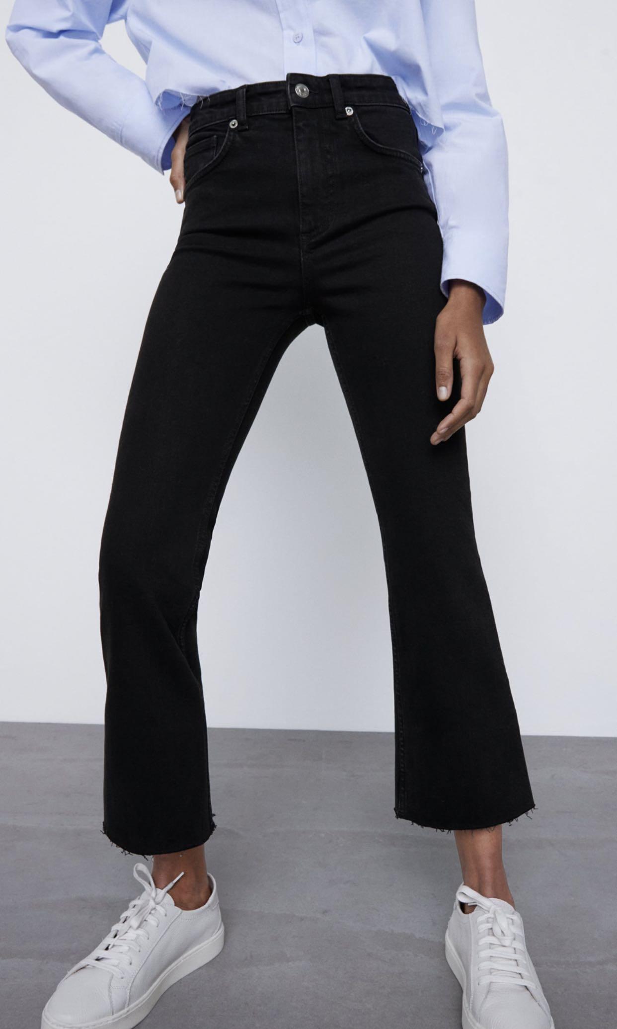 zara mid rise cropped jeans, Fesyen 