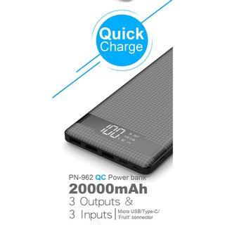 100% Original PINENG PN-962 20000mAh 3 Input & 3 Output Quick Charge 3.0 Lithium Polymer Power Bank