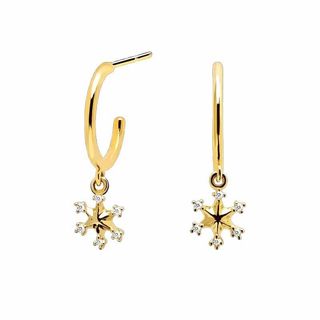 18k real gold plated 925 sterling silver snowflake drop dangle elegant earrings 18k 鍍金925純銀雪花圈圈優雅耳環64226814545153110