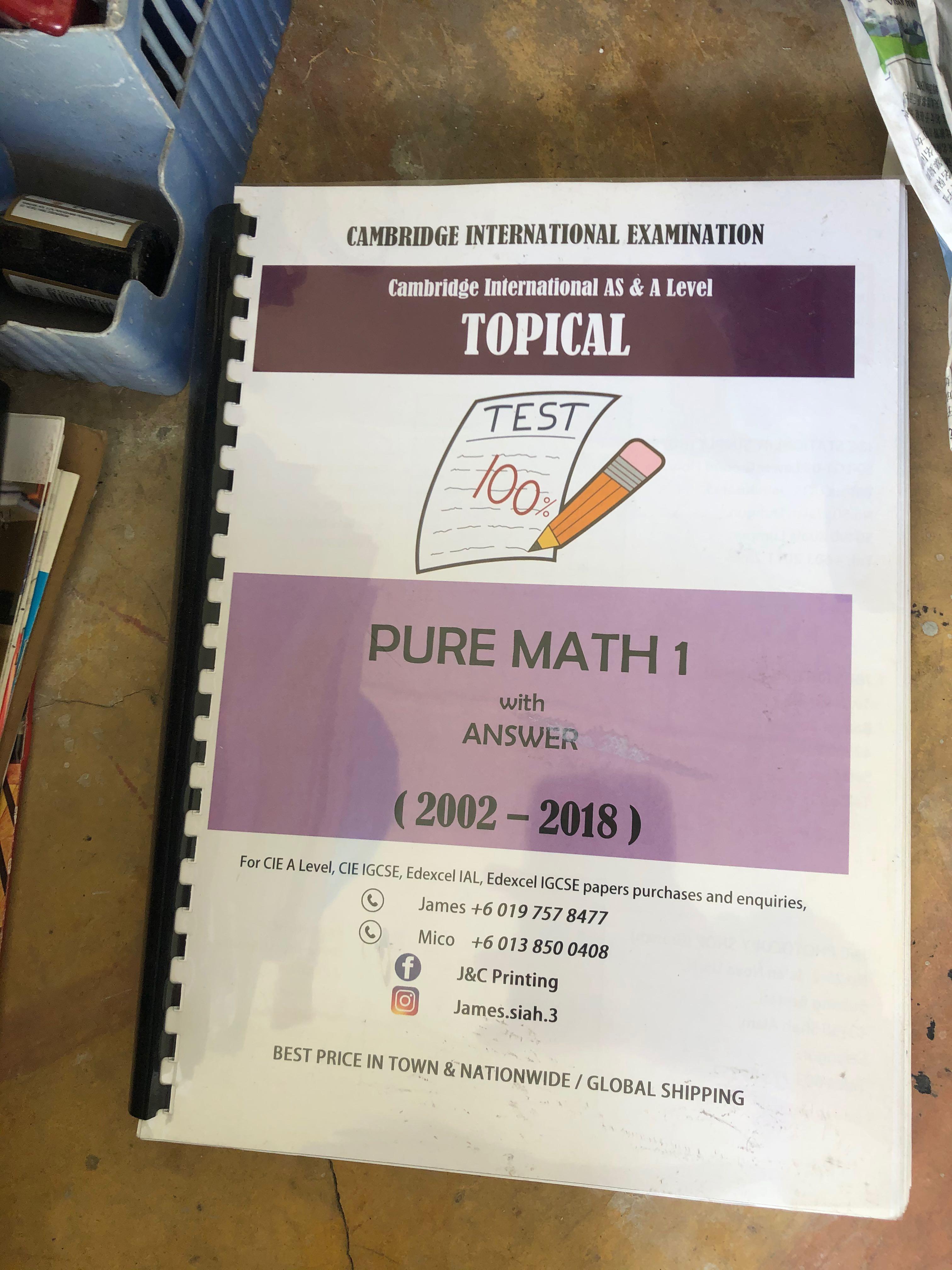 A Levels Pure Mathematics 1 Past Year Paper Textbooks On Carousell