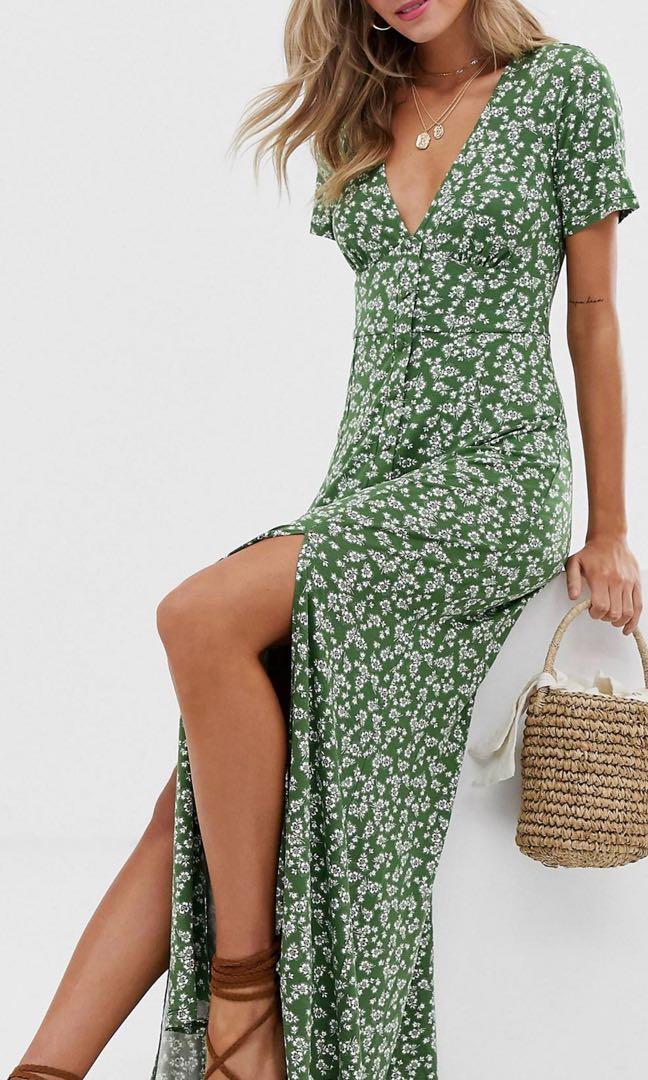 Asos button through maxi tea dress Women s Fashion Dresses Sets Dresses on Carousell