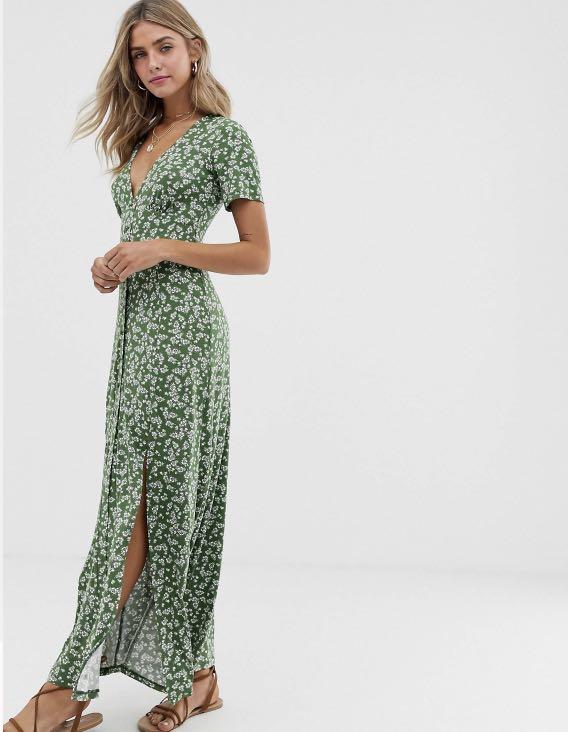 asos button through maxi tea dress