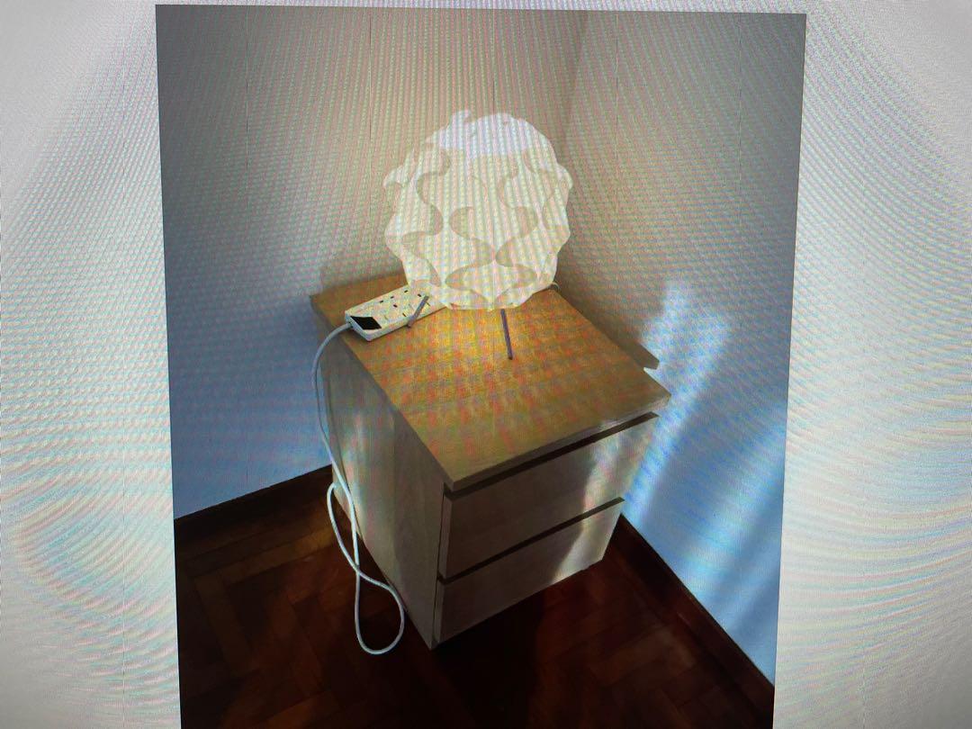 Bedside Table (Category: Shelves, Cabinets & Racks) located in Singapore. Submitted by ivytan06 (Listing ID 1104604398, Image 2). Description: Beside table and table lamp.