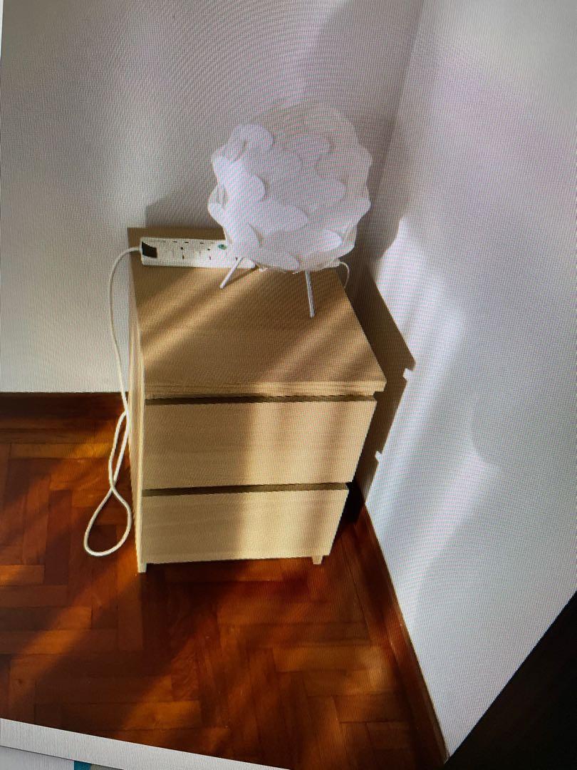 Bedside Table (Category: Shelves, Cabinets & Racks) located in Singapore. Submitted by ivytan06 (Listing ID 1104604398, Image 1). Description: Beside table and table lamp.