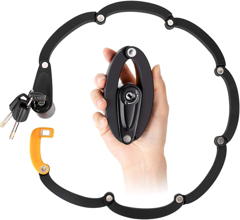 Bike Foldable Lock, Bicycle Folding Lock Collapsible Metal Chain Cable