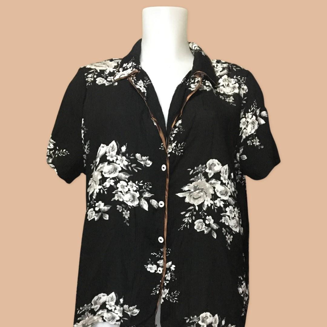 Floral black polo hot sale