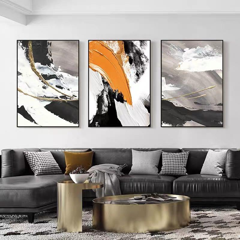 Black White Gold Swash With Orange Accent Modern Abstract Textured Acrylic  Oil Painting Wall Art, Furniture & Home Living, Home Decor, Wall Decor On  Carousell