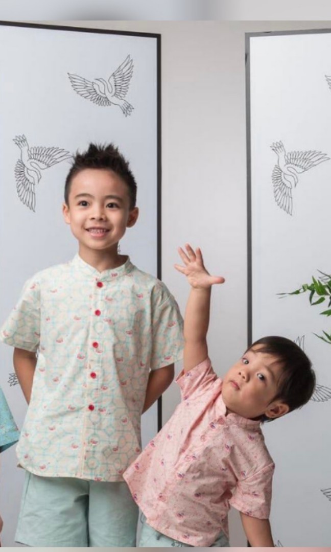 Boys CNY Mandarin Collar Shirt, Babies & Kids, Babies & Kids Fashion on